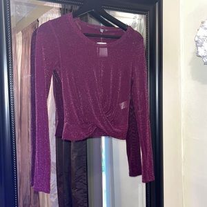 Charlotte Russe crop top SPARKLY BURGANDY XS